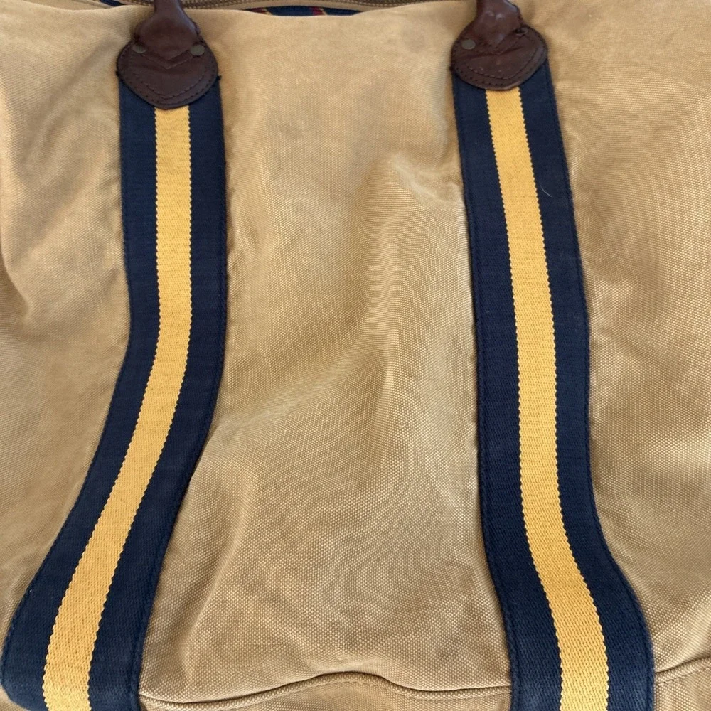 Vintage Rugby Ralph Lauren - Preppy Large Canvas Duffle Weekender Bag Khaki Tan